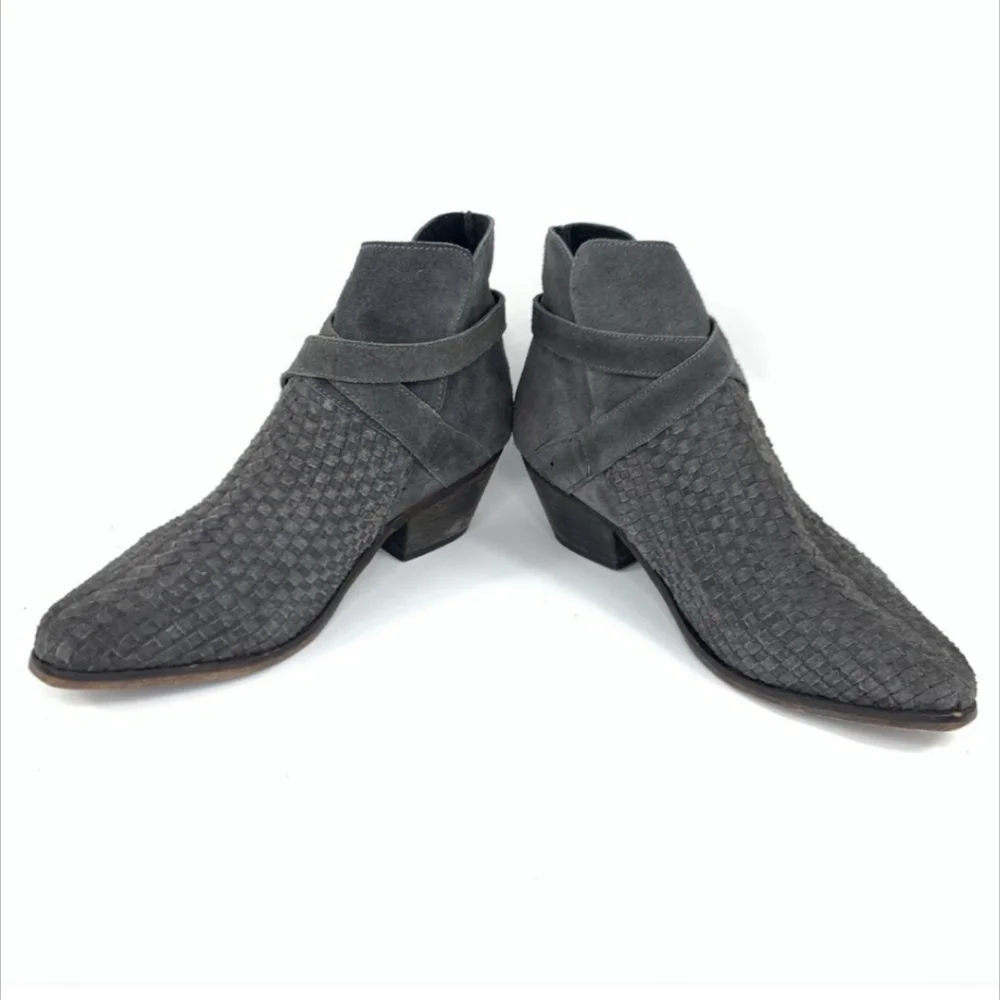 Free People Leather Suede Woven Ankle Boots 10 40